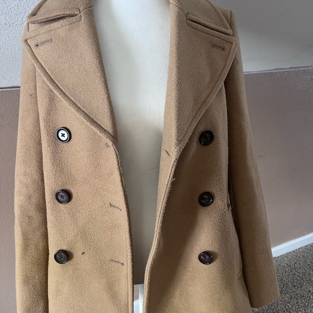 Old Navy Women's Tan Double-Breasted Pea Coat